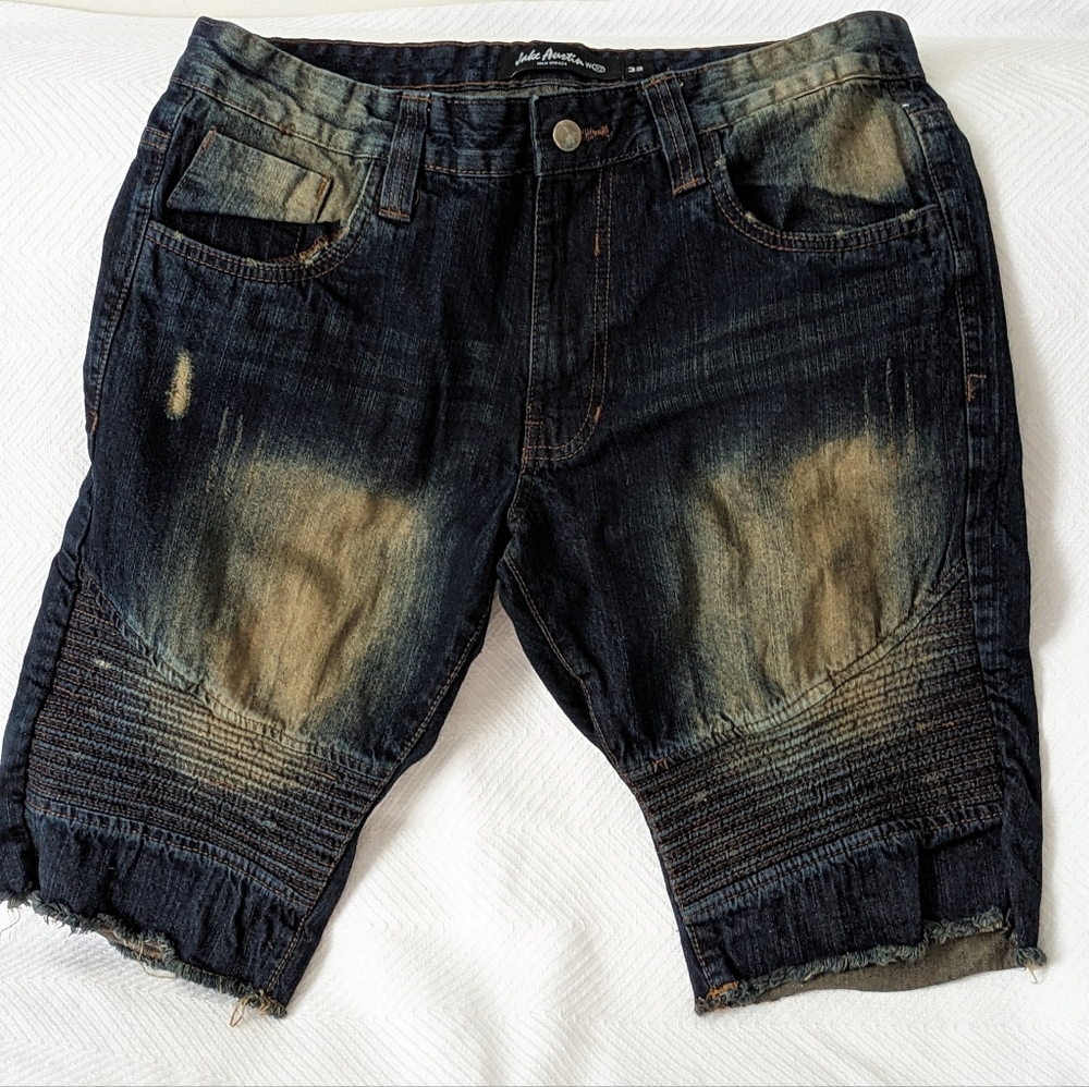Dark Blue Men's Jean Shorts - Picture 3 of 3